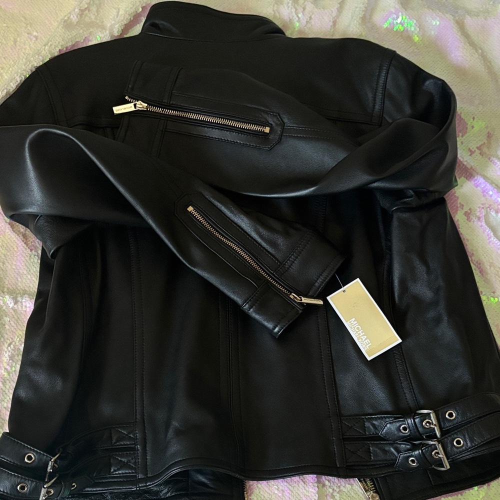 Michael Kors Black Leather Jacket - Picture 3 of 4